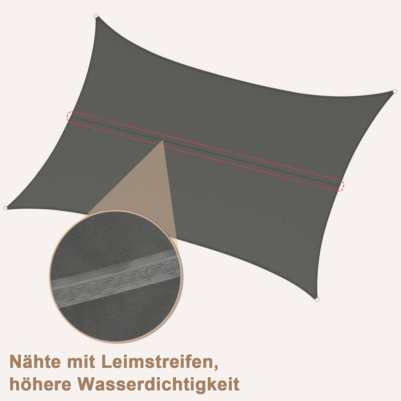 24goodz Sun Shade Sail - Waterproof and UV Resistant - 200 g/m² PES Fabric - Outdoor Use - Dark Grey - 2x4 m