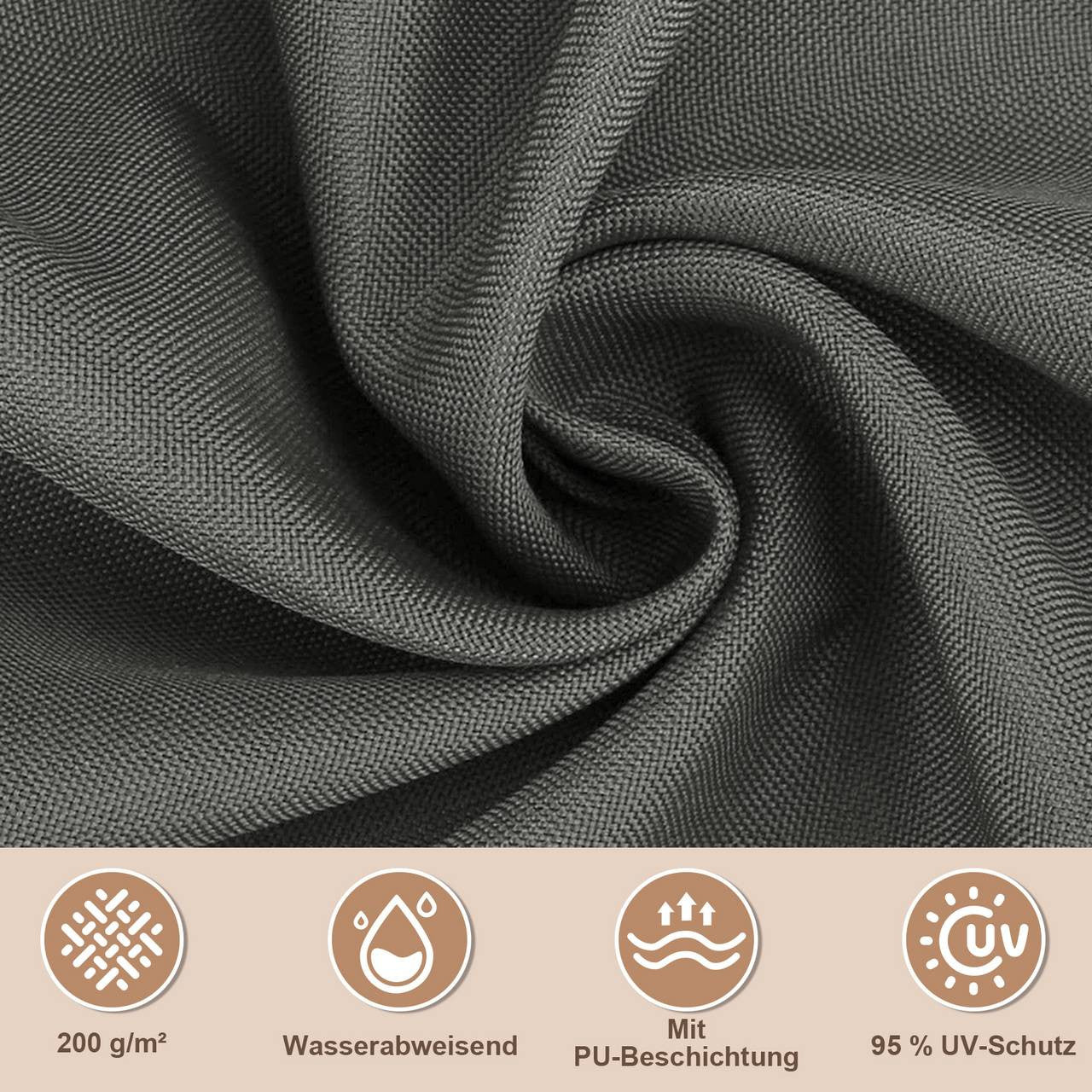 24goodz Sunshade Canopy - Waterproof and UV Resistant - 200 g/m² PES Fabric - For Outdoor Use - Dark Grey 2x2x2 m