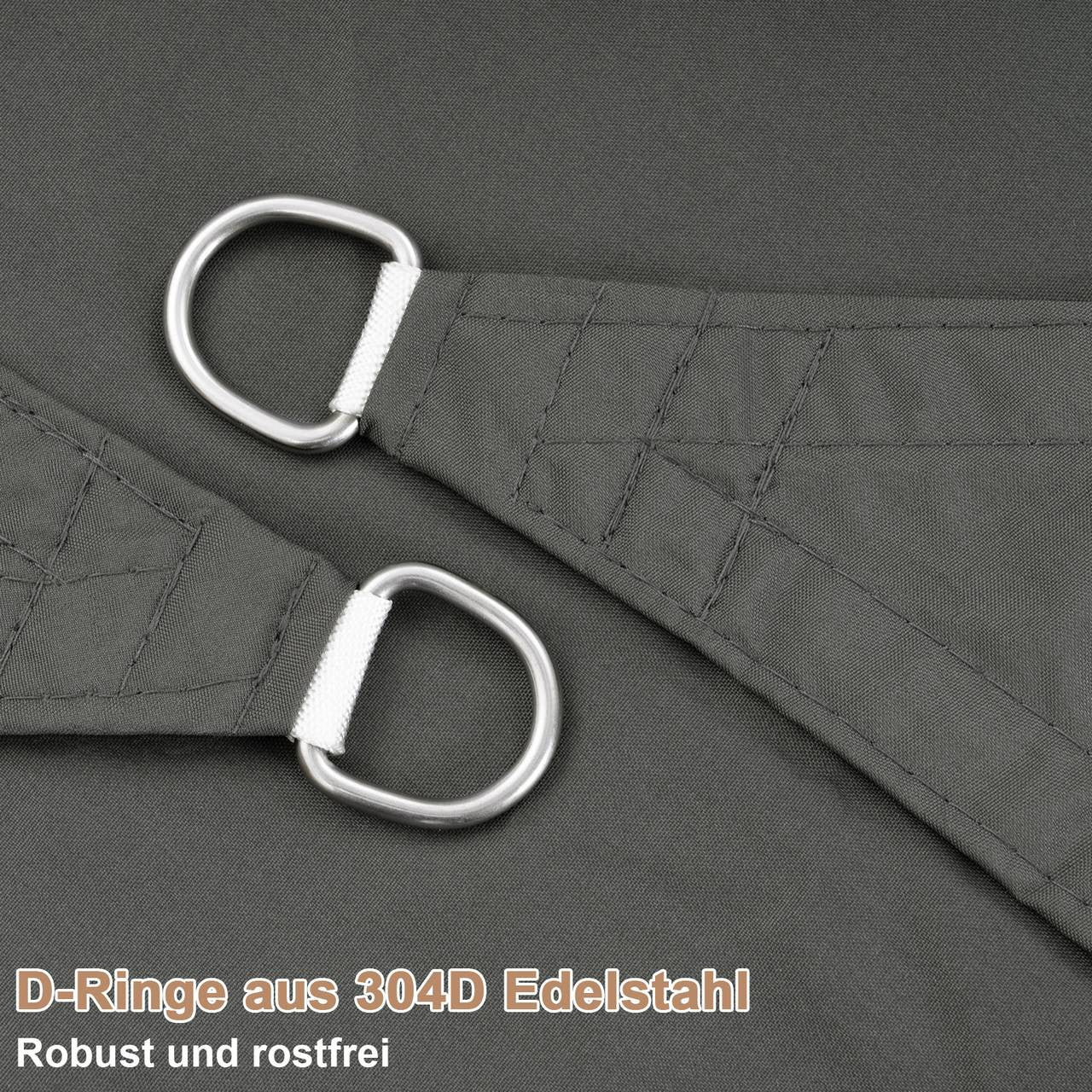 24goodz Sun Shade Sail - Waterproof and UV Resistant - 200 g/m² PES Fabric - Dark Grey - 2.5x3.5 m