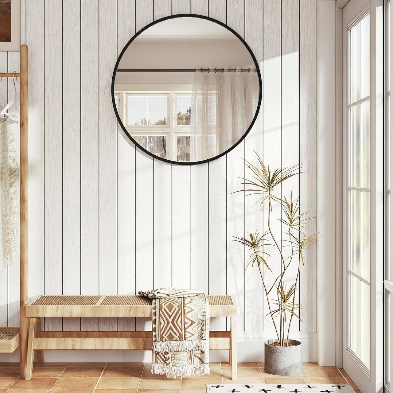 24goodz
ronde spiegel, moderne wandspiegel, hangende spiegel, gemaakt van glasmetaal MDF71x71cmZwart