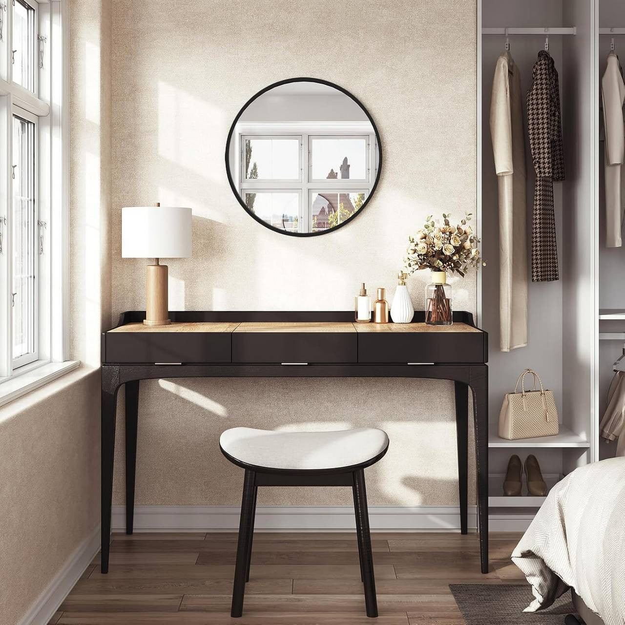 24goodz
ronde spiegel, moderne wandspiegel, hangende spiegel, gemaakt van glasmetaal MDF71x71cmZwart