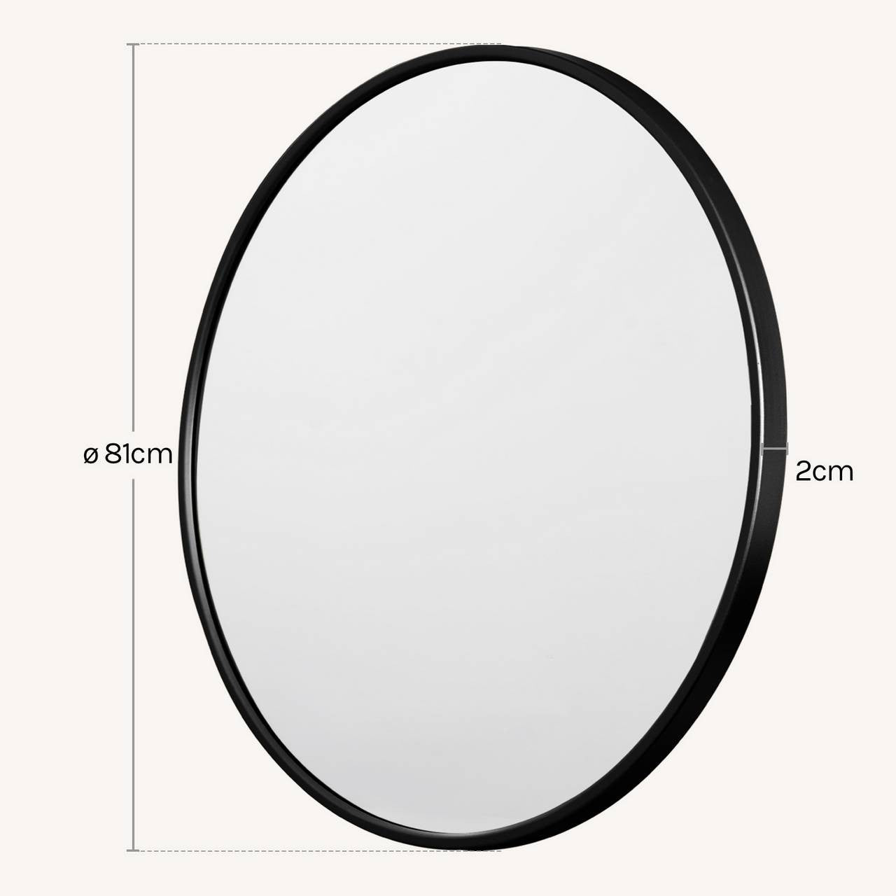 24goodz Round Wall Mirror - Crystal Clear Reflection - Minimalist and Luxurious Design - Glass and MDF - Black - 81 cm