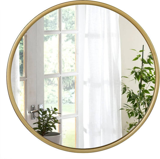 24goodz Round Wall Mirror - Crystal Clear Reflection - Minimalist and Luxurious Design - Glass and MDF - Black - 50 cm - gd