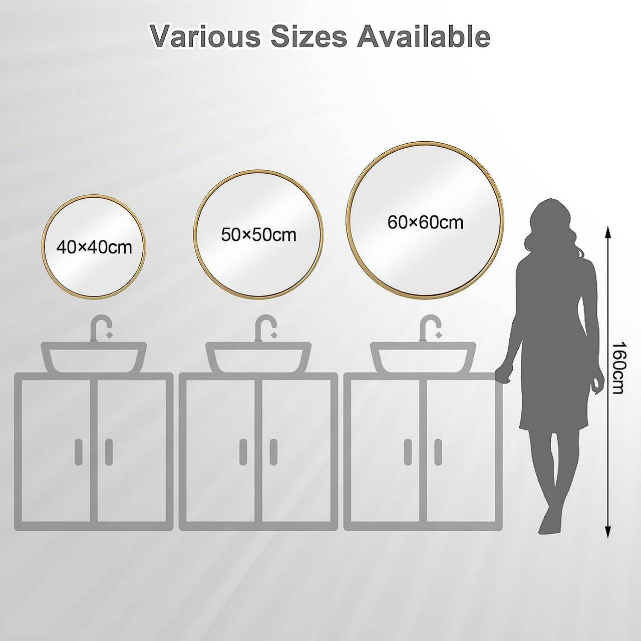 24goodz Round Wall Mirror - Crystal Clear Reflection - Minimalist and Luxurious Design - Glass and MDF - Black - 60 cm - gd
