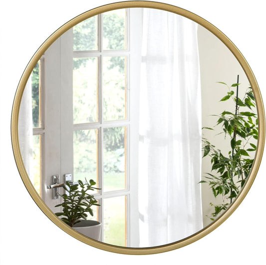 24goodz Round Wall Mirror - Crystal Clear Reflection - Minimalist and Luxurious Design - Glass and MDF - Black - 60 cm - gd