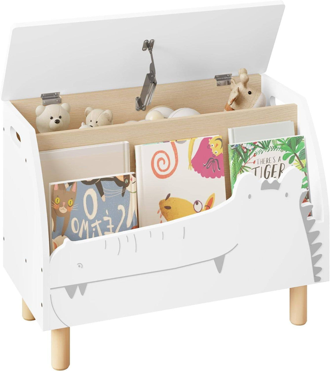 24goodz Toy Chest and Bench with Storage - Safe Design - Multi-Purpose - MDF - For Children - White