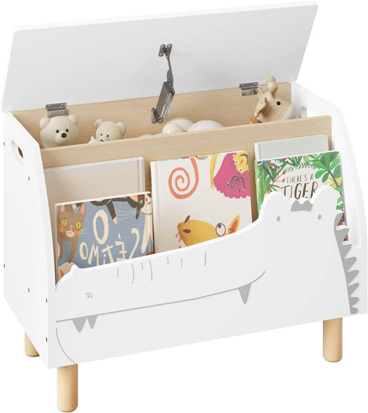 24goodz Toy Chest and Bench with Storage - Safe Design - Multi-Purpose - MDF - For Children - White