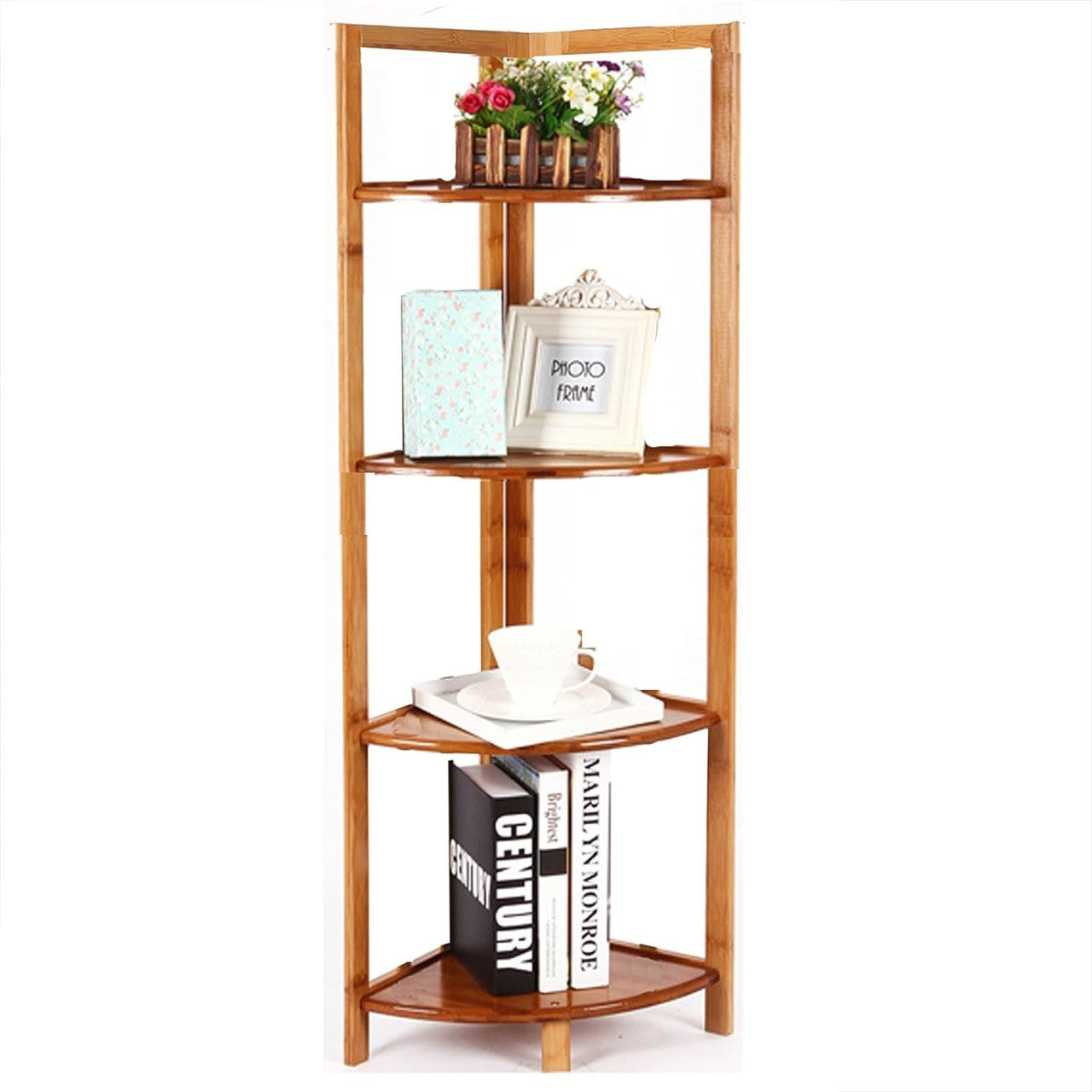 24goodz Bamboo Standing Shelf - Stylish and Functional - 100% Bamboo - For Home and Office - Natural - br