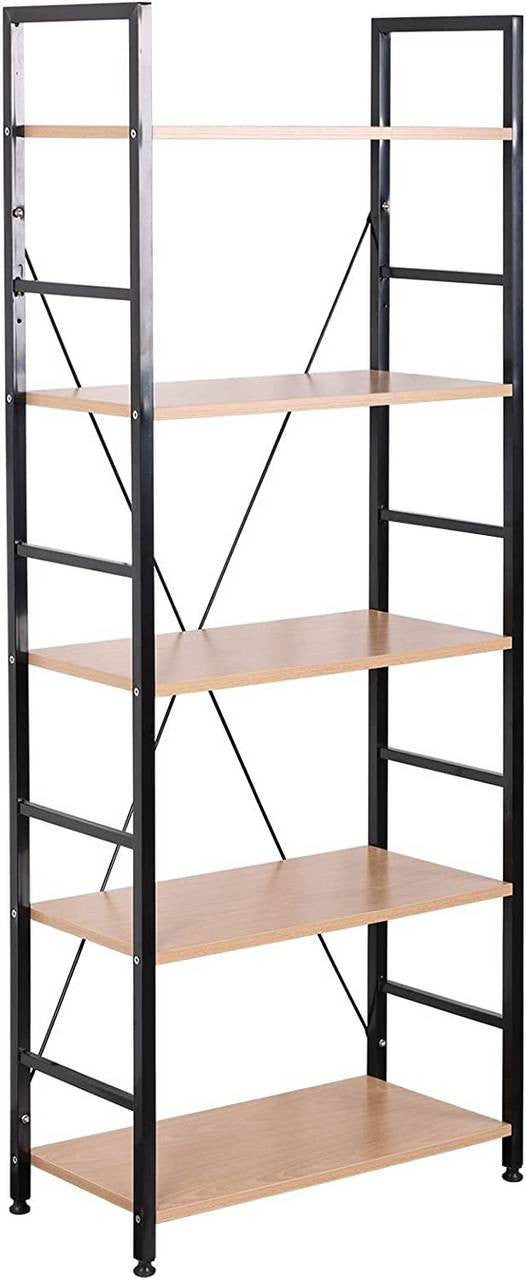 24goodz Standing Shelf - Stylish and Modern Design - Easy to Assemble - MDF and Steel - For Home Organization - Black - hei