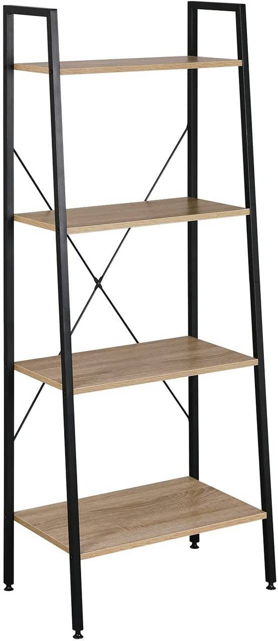 24goodz Standing Shelf - Versatile Storage Solution - Sturdy Iron Frame - Light Oak + Black - 70x81x30 cm - hei