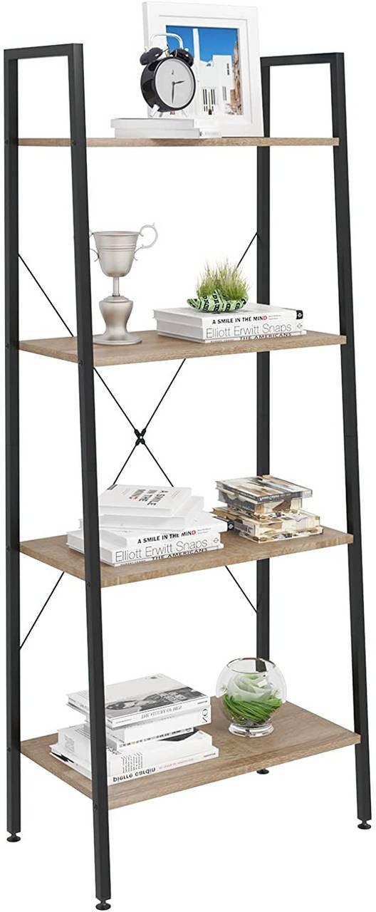 24goodz Standing Shelf - Versatile Storage Solution - Sturdy Iron Frame - Light Oak + Black - 70x81x30 cm - hei