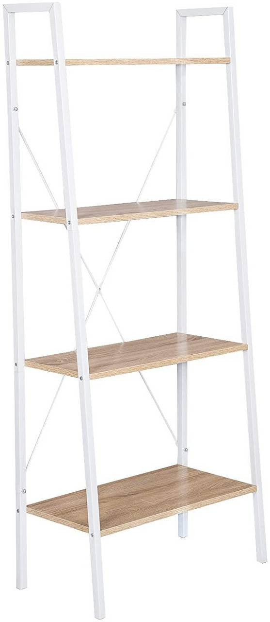 24goodz Standing Shelf - Versatile Storage Solution - Sturdy and Stylish - MDF and Steel - White and Light Oak - whe