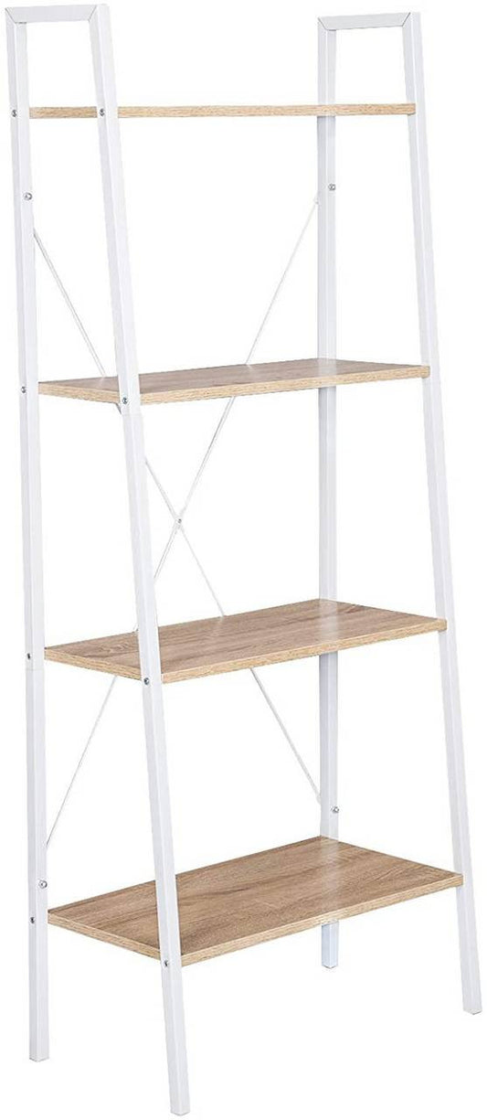 24goodz Standing Shelf - Versatile Storage Solution - Sturdy and Stylish - MDF and Steel - White and Light Oak - whe