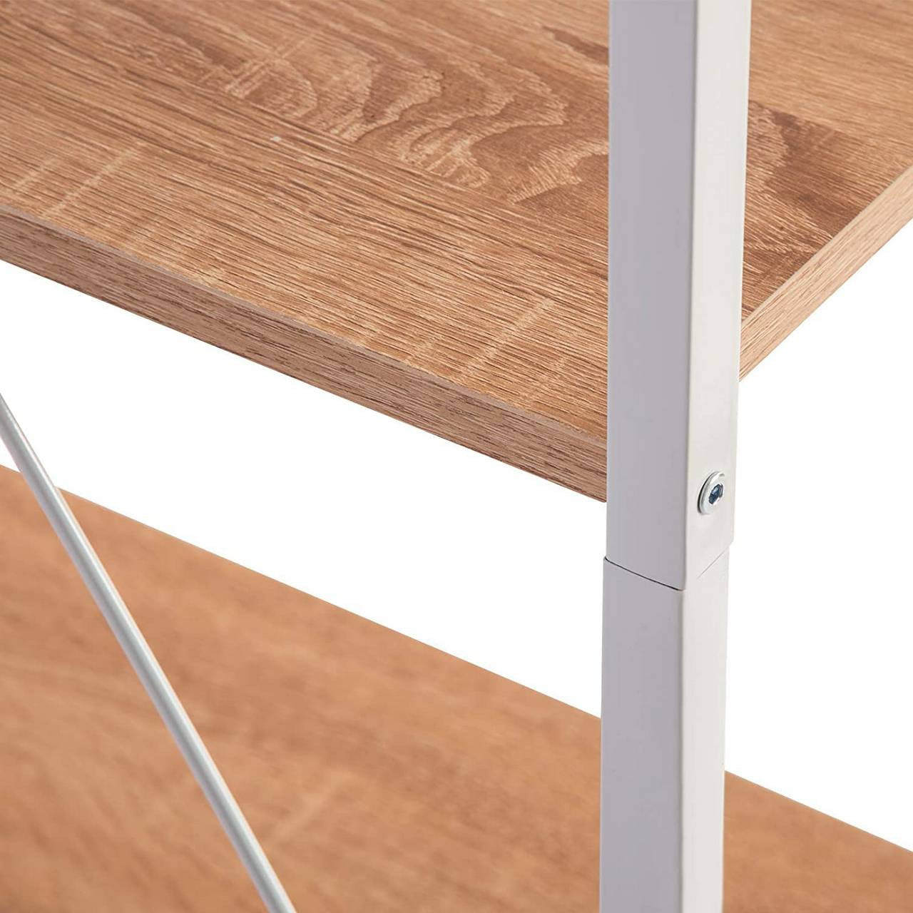 24goodz Standing Shelf - Versatile Storage Solution - Sturdy and Stylish - MDF and Steel - White and Light Oak - whe