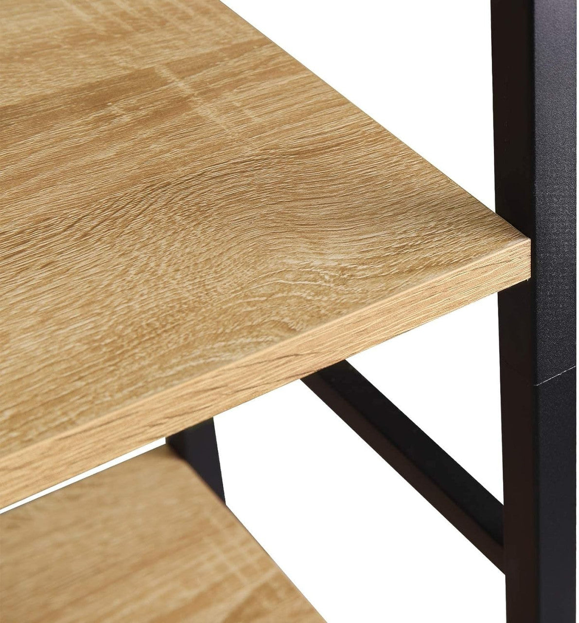 24goodz Standing Shelf with 6 Shelves - Stylish Industrial Design - Sturdy Chipboard and Metal - For Home and Office - Light Oak - hei