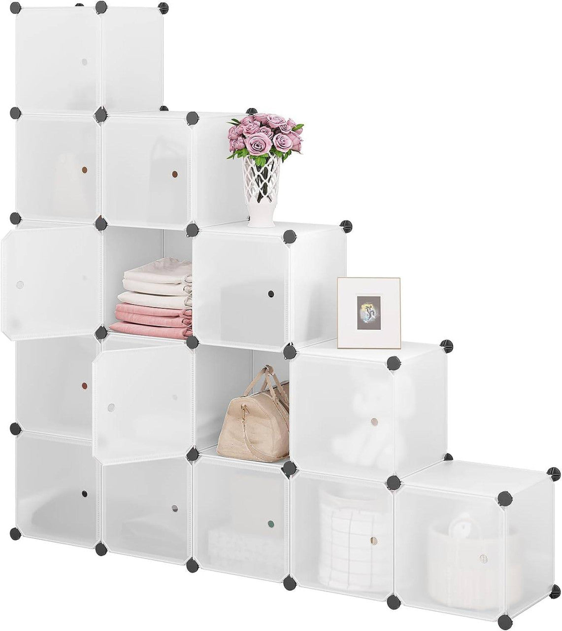 24goodz Modular Cube Storage System - Flexible Design - Durable and Easy to Maintain - PP + Metal - White