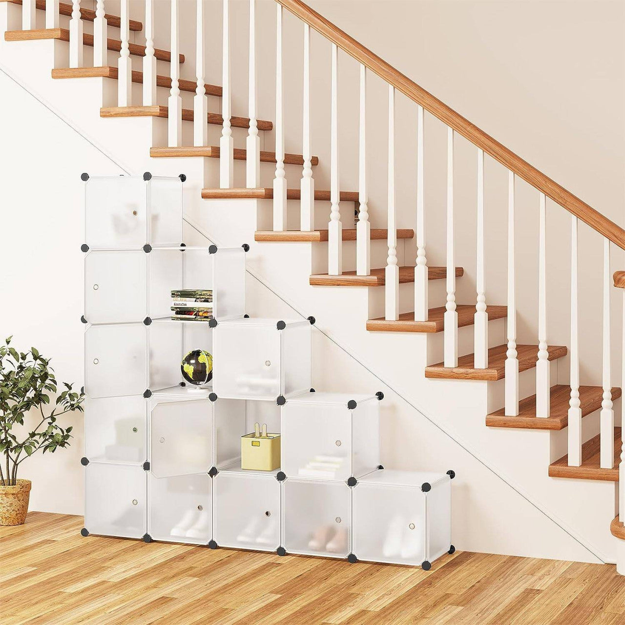 24goodz Modular Cube Storage System - Flexible Design - Durable and Easy to Maintain - PP + Metal - White
