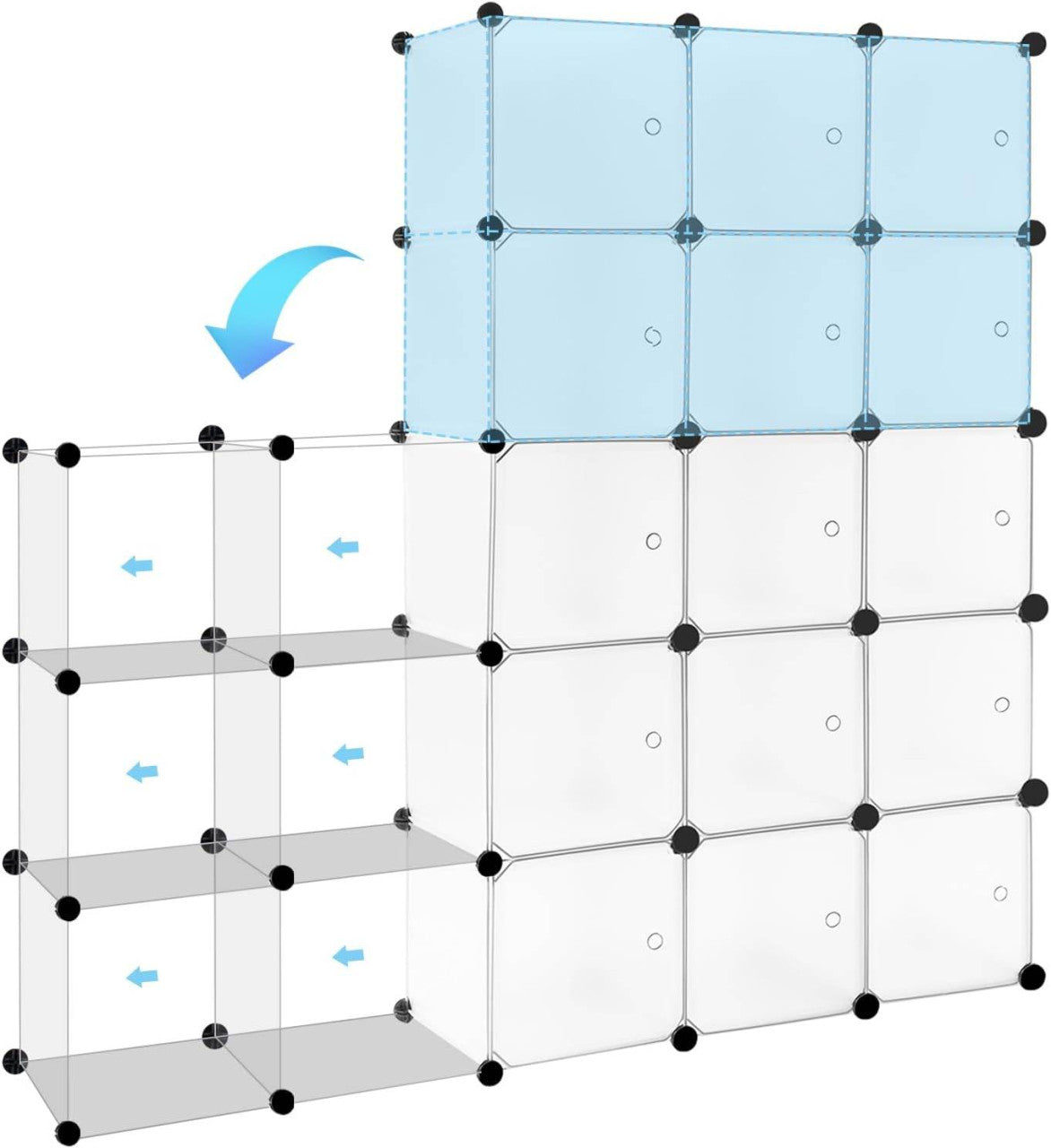 24goodz Modular Cube Storage System - Flexible Design - Durable and Easy to Maintain - PP + Metal - White
