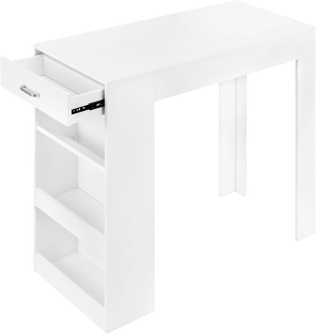 24goodz Multifunctional Bar Table - Spacious Design - Durable Wood - For Home Use - White + Wood Look