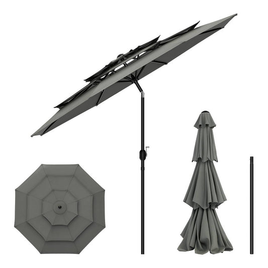 24goodz Parasol Ø292 cm - UV Protection - Easy to Use - 180g Polyester - For Gardens and Patios - Dark Grey