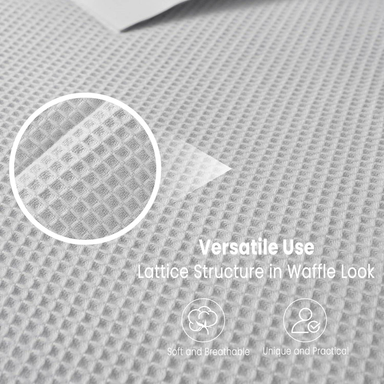 24goodz Waffle Look Bedspread - Soft and Lightweight - 100% Cotton - Grey - 170 x 210 cm