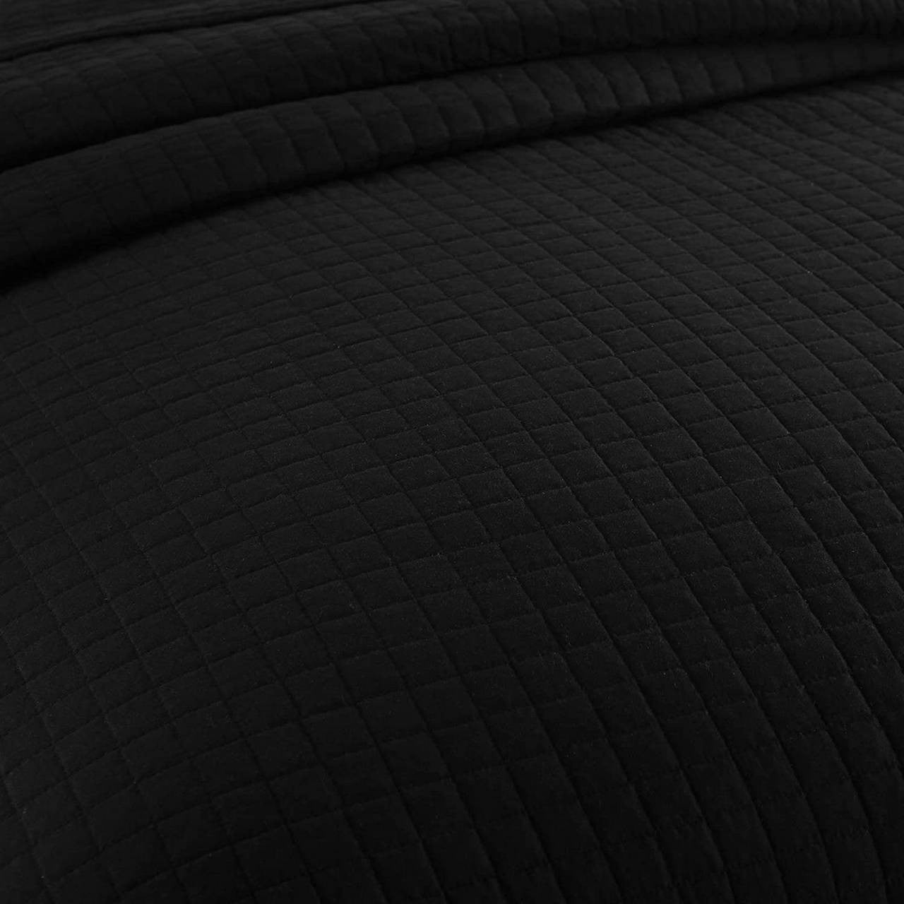 24goodz Reversible Patchwork Quilt - Cozy and Stylish - 100% Polyester - For All Bedrooms - Black - 220 x 240 cm - sz