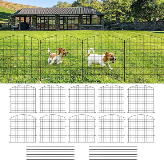 24goodz Metal Garden Fence Set - Rust and Weather Resistant - Flexible Design - Iron - For Garden Lovers - Black 70×78 cm