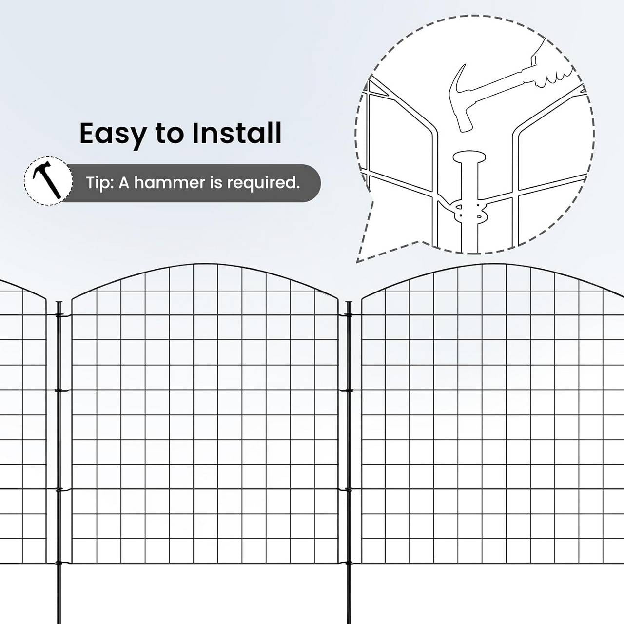 24goodz Metal Garden Fence Complete Set - Durable and Weather Resistant - Iron - For Gardens and Ponds - Black 70×78 cm
