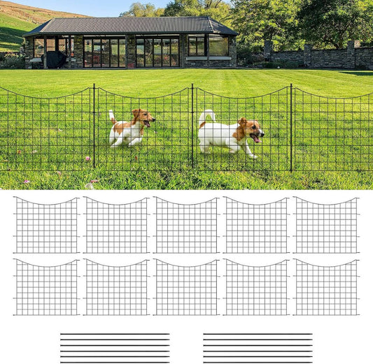 24goodz Metal Garden Fence Complete Set - Durable and Weather-Resistant - Iron - For Garden Lovers - Black 70×64 cm