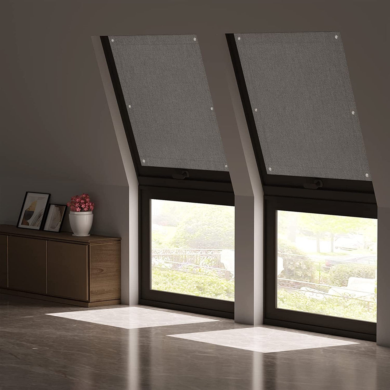24goodz Thermal Skylight Roller Blind - Easy Installation - 100% Light Blocking - Polyester - Grey - 76x115 cm - dgr