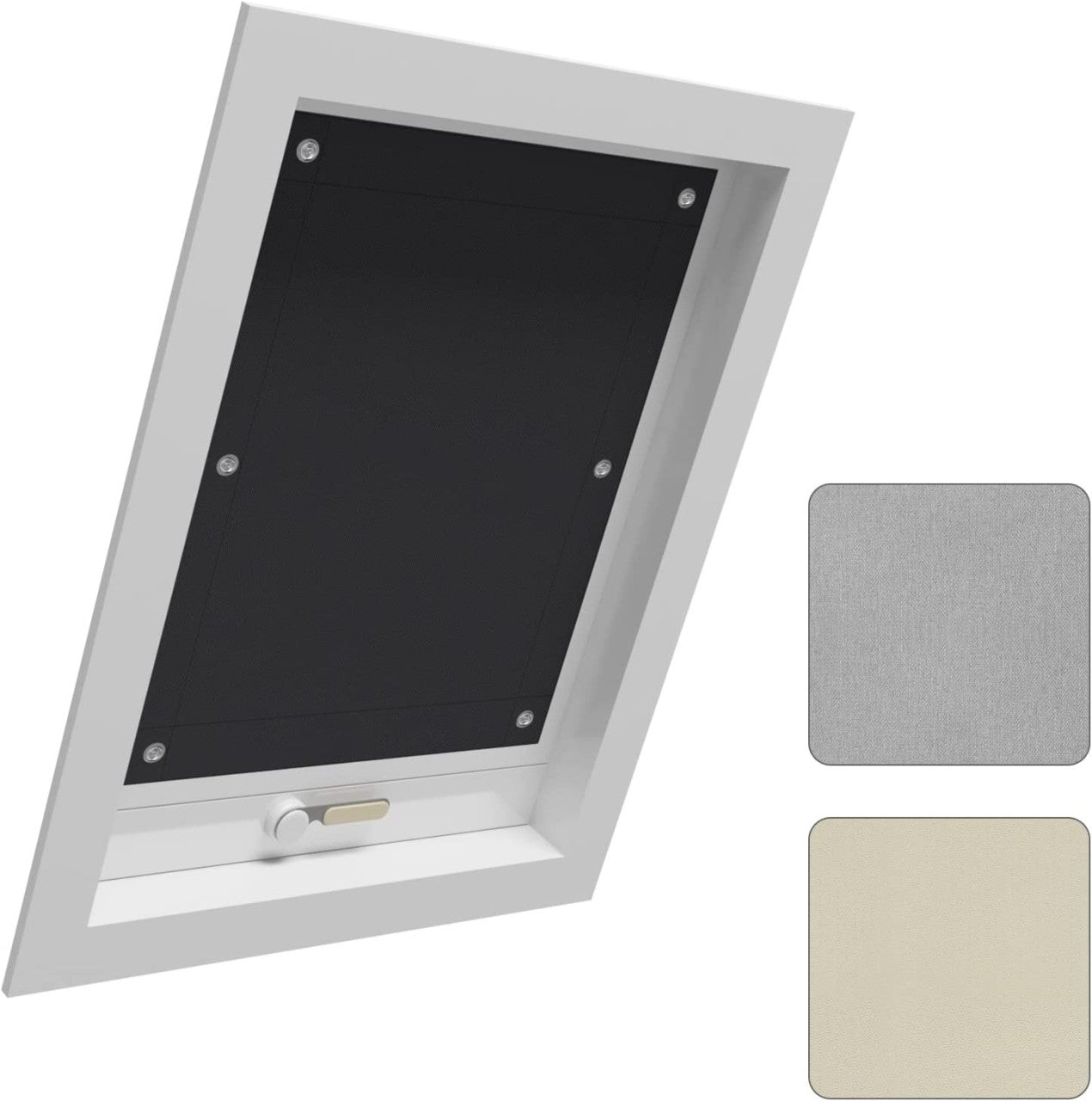 24goodz Thermal Roof Window Roller Blind - Improved Suction Cups - 100% Light Blocking - Polyester - For Indoor Use - Black 76x115 cm - sz
