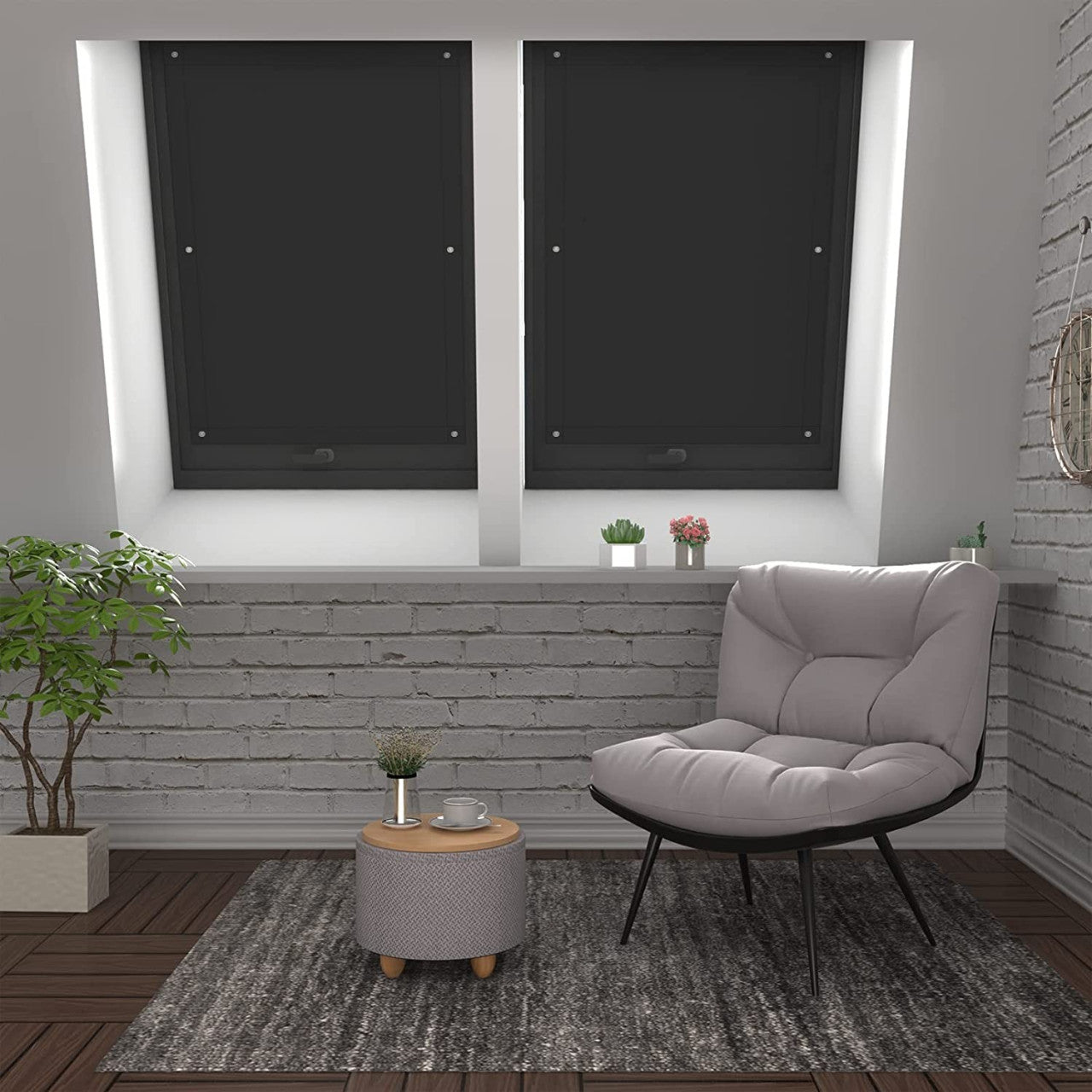 24goodz Thermal Skylight Roller Blind - Improved Suction Cups - 100% Light Blocking - Polyester - For Indoor Use - Black 76x93 cm - sz