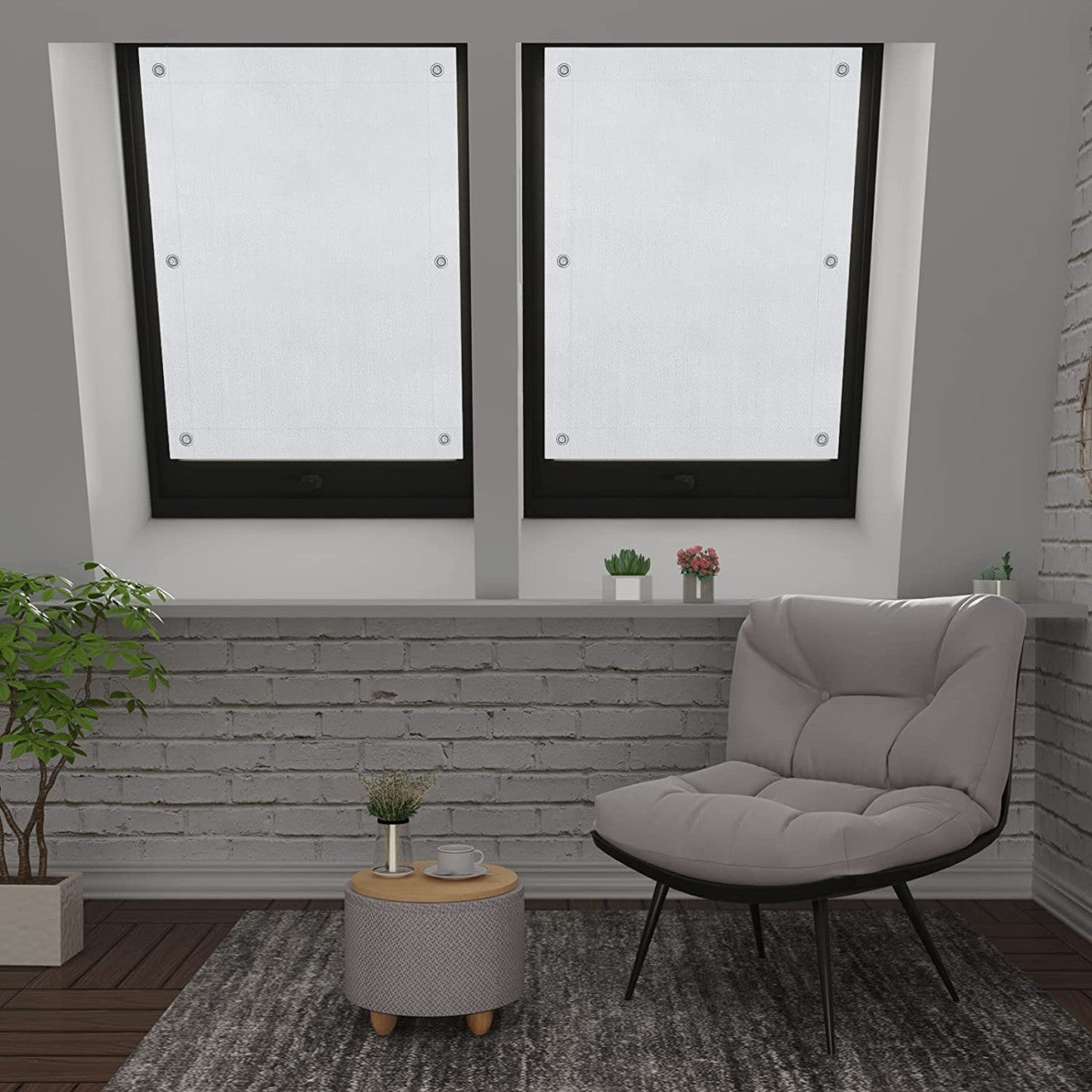 24goodz Blackout Roller Blind for Roof Windows - Improved Suction Cups - 100% Light Blocking - Polyester - For Home and Office - White 60x115 cm