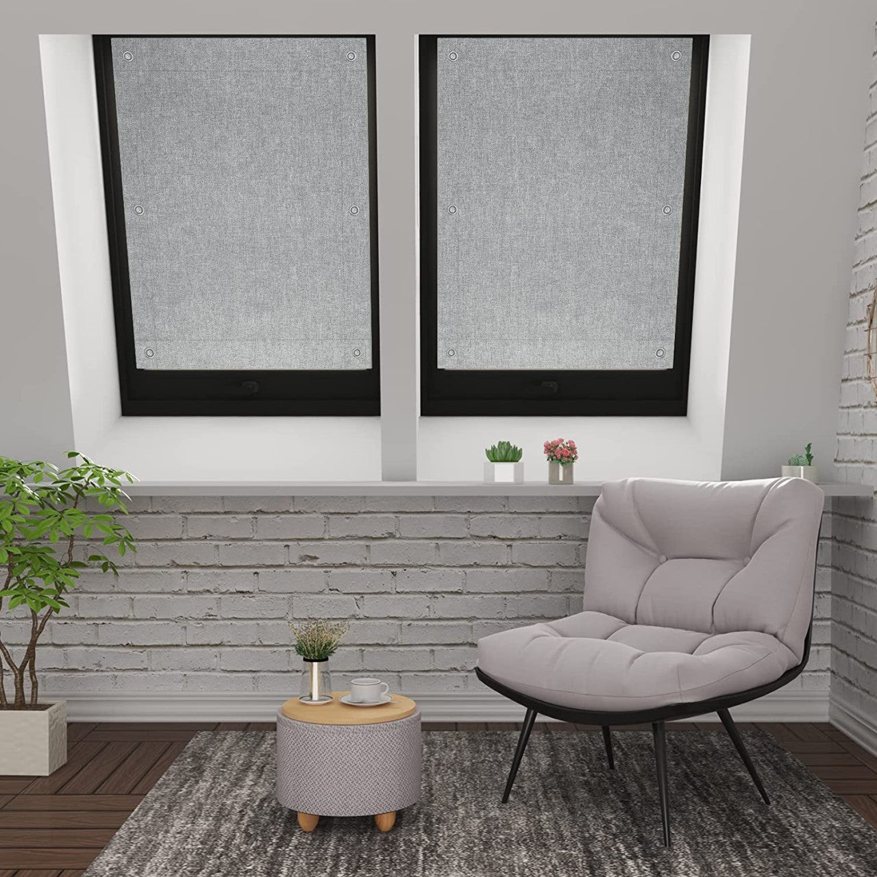 24goodz Blackout Roller Blind for Roof Windows - Improved Suction Cups - 100% Light Blocking - Polyester - For Home Use - Grey 60x73 cm