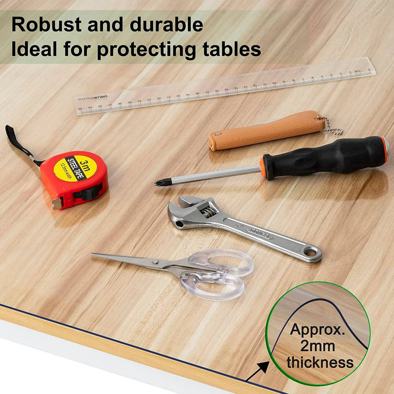 24goodz Transparent PVC Table Protector - Durable and Water-Resistant - 2 mm Thick - For Home and Office - 70 x 110 cm - tp