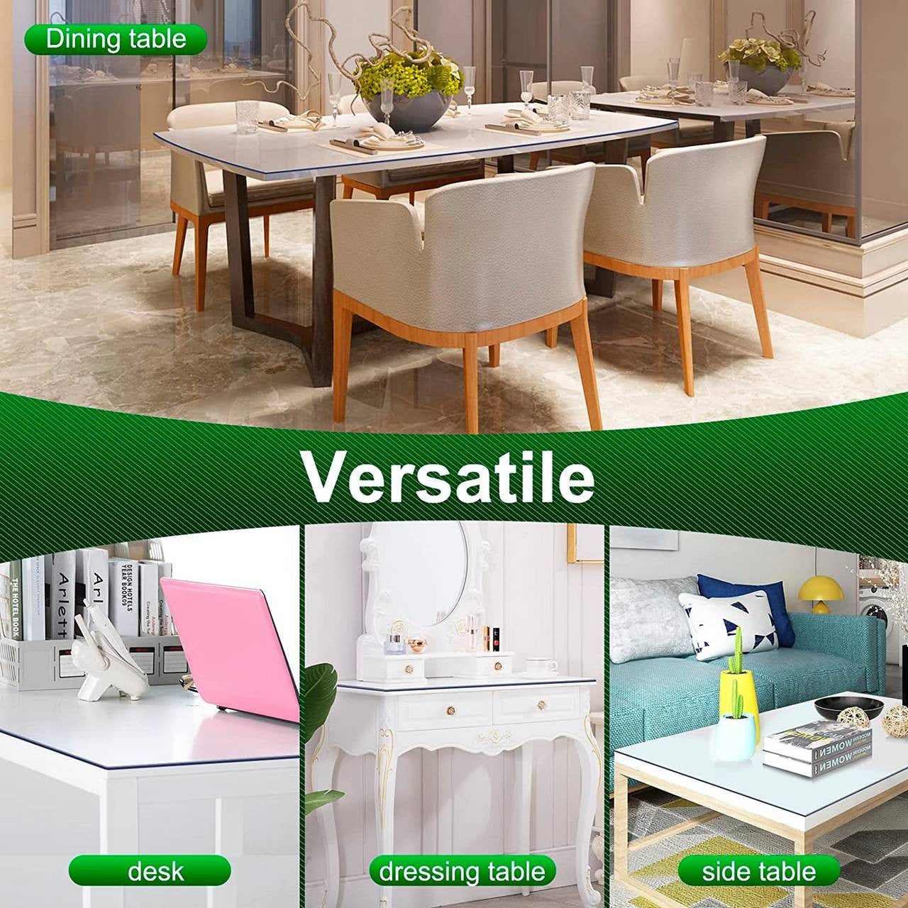 24goodz Transparent PVC Table Protector - Durable and Water-Resistant - 2 mm Thick - For Home and Office - 70 x 110 cm - tp