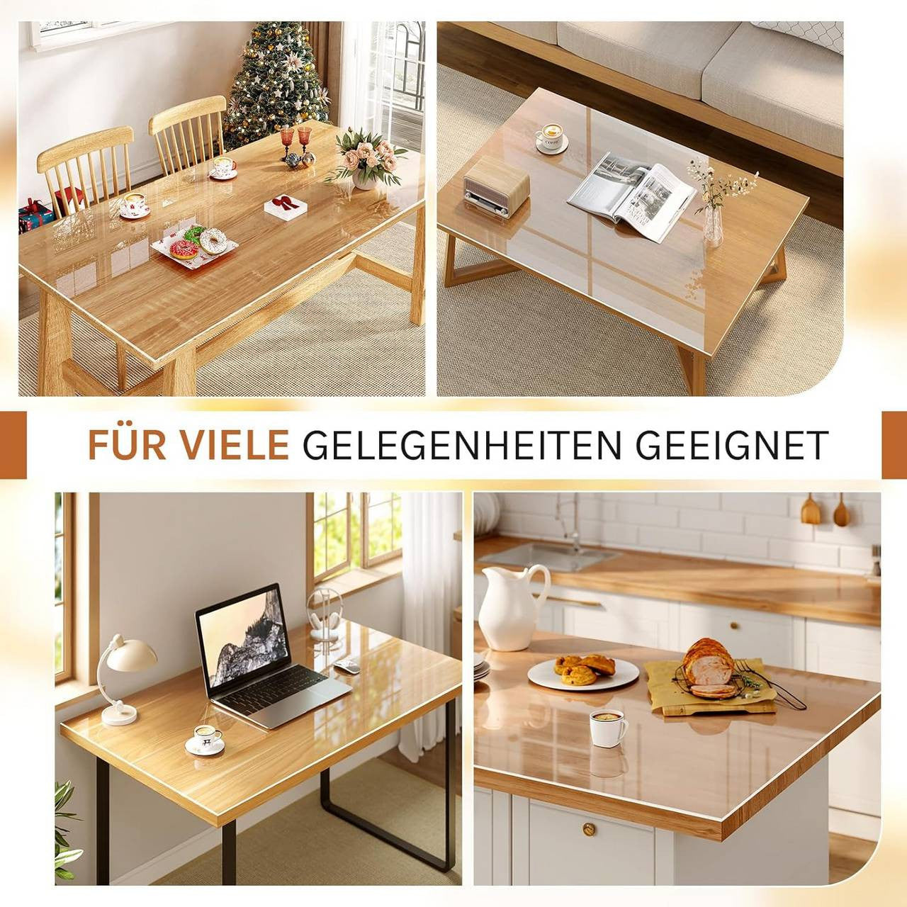 24goodz Transparent Table Protector - Perfect Scratch and Stain Protection - Easy to Maintain - PVC - For Dining Areas - 100 x 200 cm