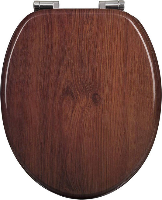 24goodz Toilet Seat with Soft-Close Mechanism - Antibacterial and Water-Resistant - MDF - Universal Fit - Dark Beech
