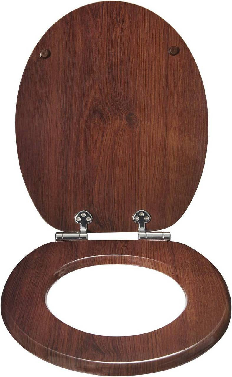 24goodz Toilet Seat with Soft-Close Mechanism - Antibacterial and Water-Resistant - MDF - Universal Fit - Dark Beech