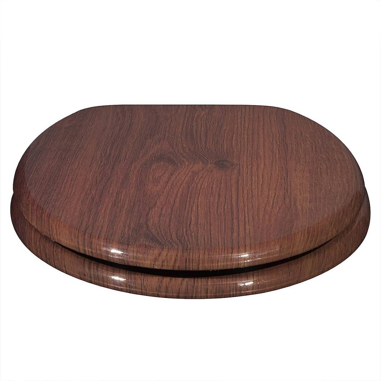 24goodz Toilet Seat with Soft-Close Mechanism - Antibacterial and Water-Resistant - MDF - Universal Fit - Dark Beech