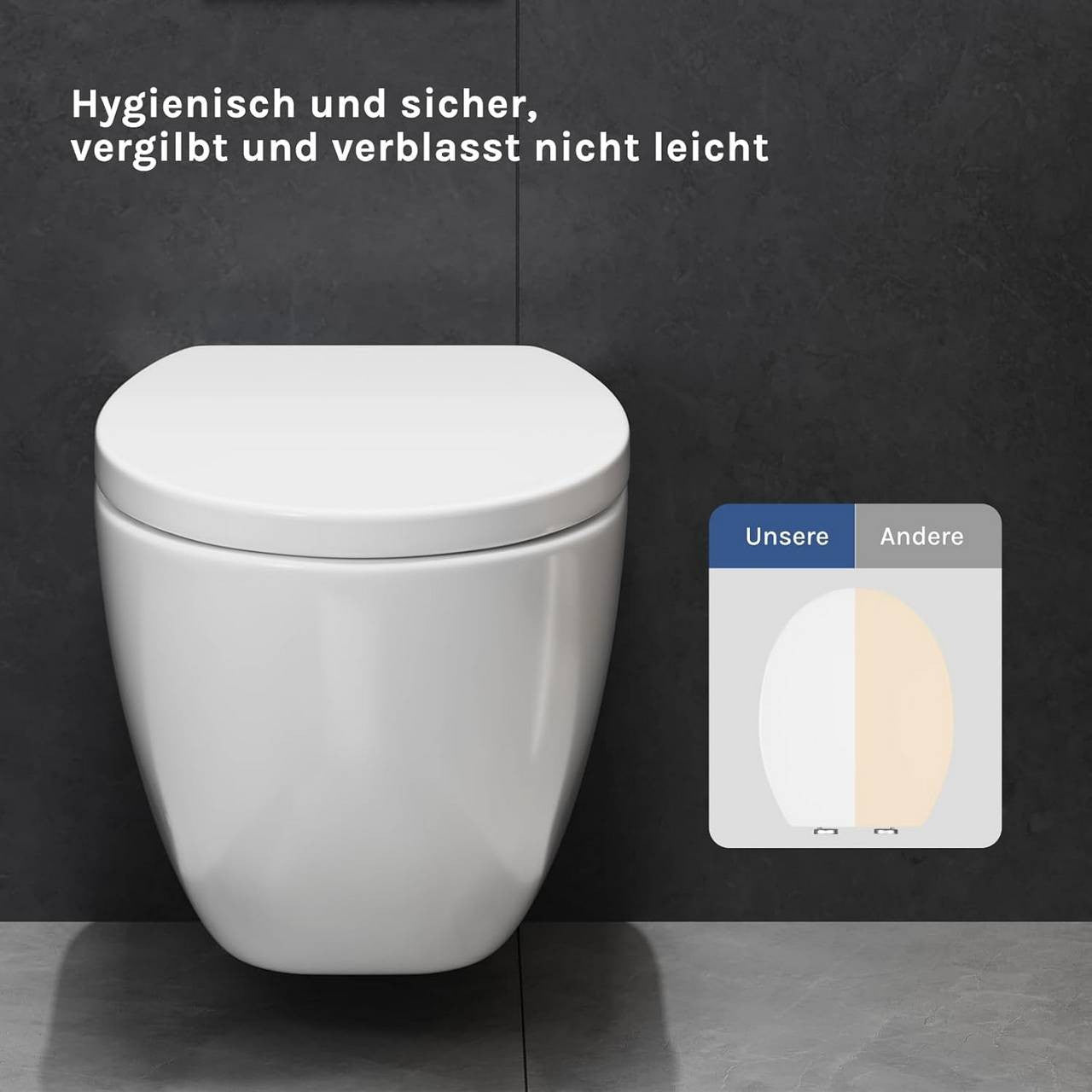 24goodz Soft-Close Toilet Seat - Easy Installation - Antibacterial - Plastic - For Everyone - Oval, White