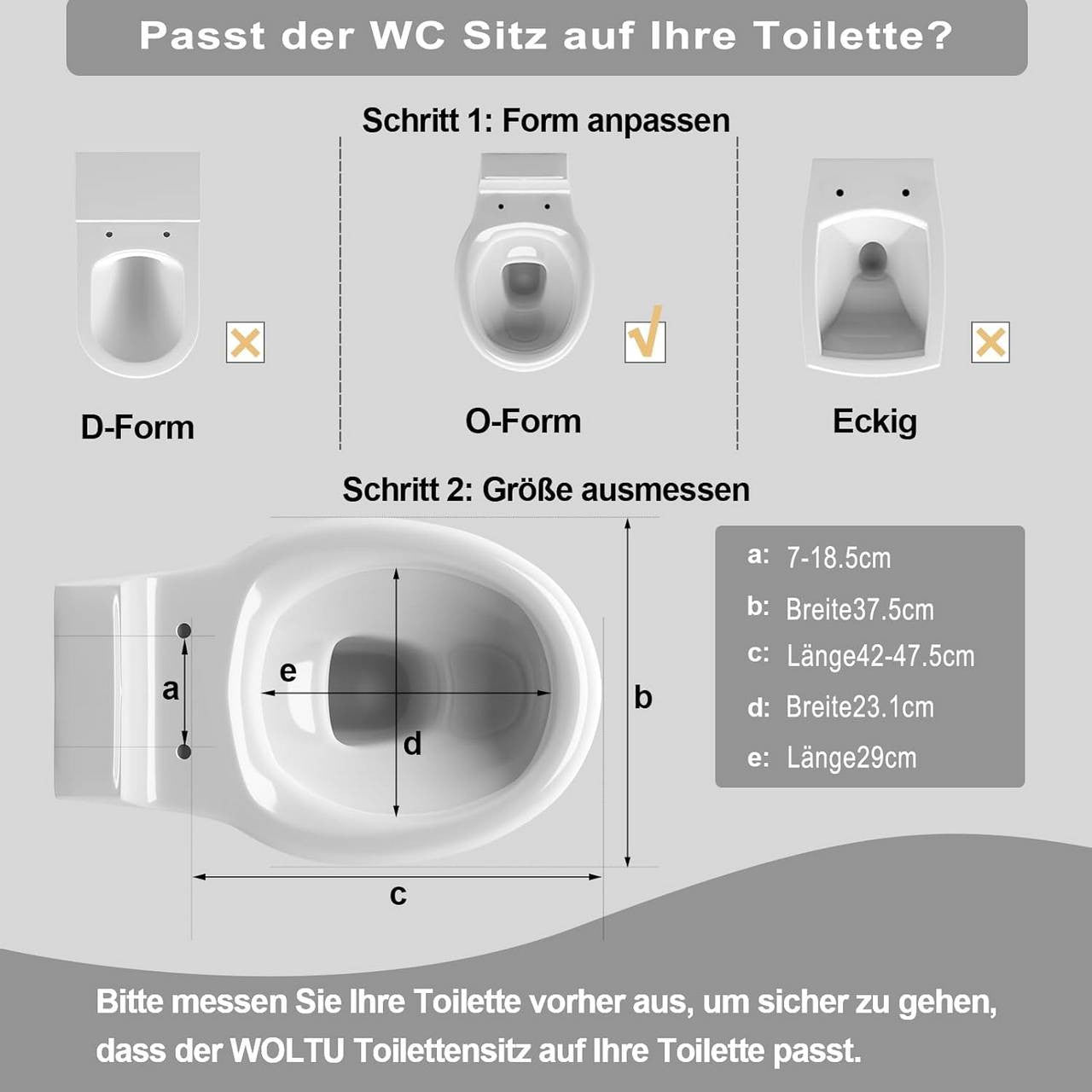 24goodz Soft Close Toilet Seat - High-Quality Thermoset Material - Quick Release Mechanism - Thermoset + Stainless Steel - O-Shaped - 37 x 47.5 cm