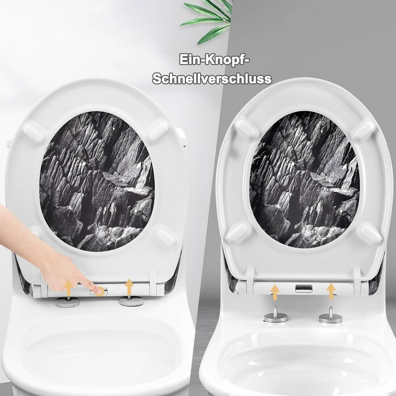 24goodz Soft Close Toilet Seat - High-Quality Thermoset Material - Quick Release Mechanism - Thermoset + Stainless Steel - O-Shaped - 37 x 47.5 cm