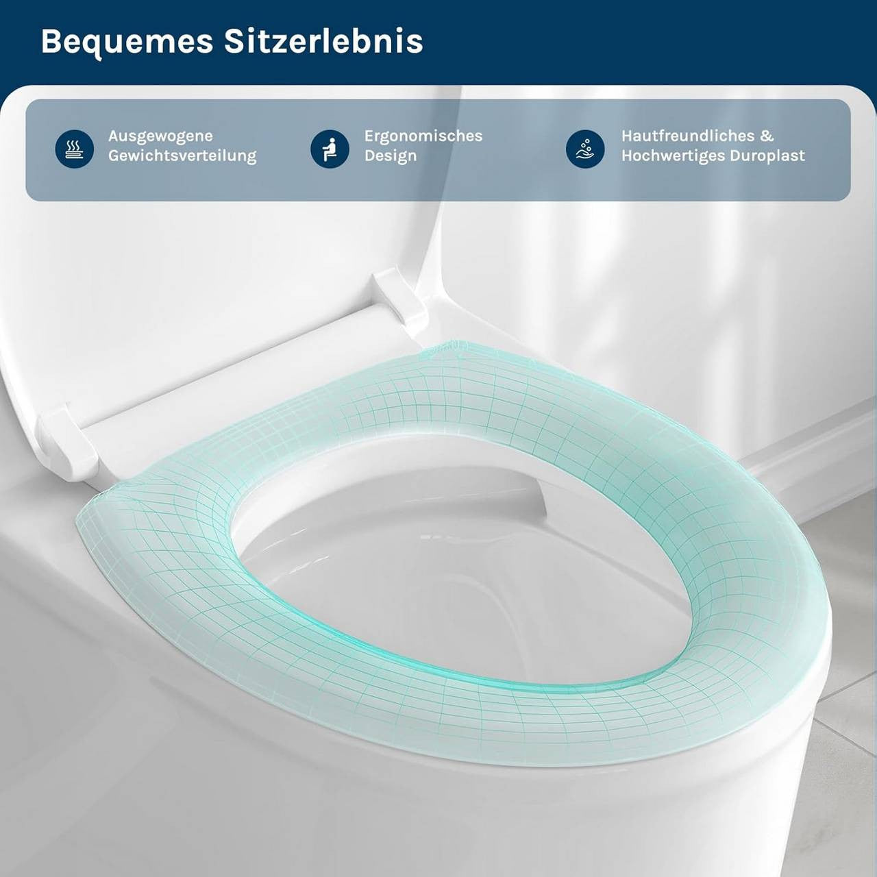 24goodz Toilet Seat - Soft-Close Mechanism for Silent Comfort - Durable Duroplast - White - O-Shaped