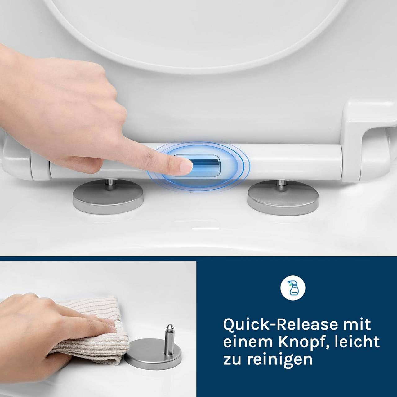 24goodz Toilet Seat - Soft-Close Mechanism for Silent Comfort - Durable Duroplast - White - O-Shaped
