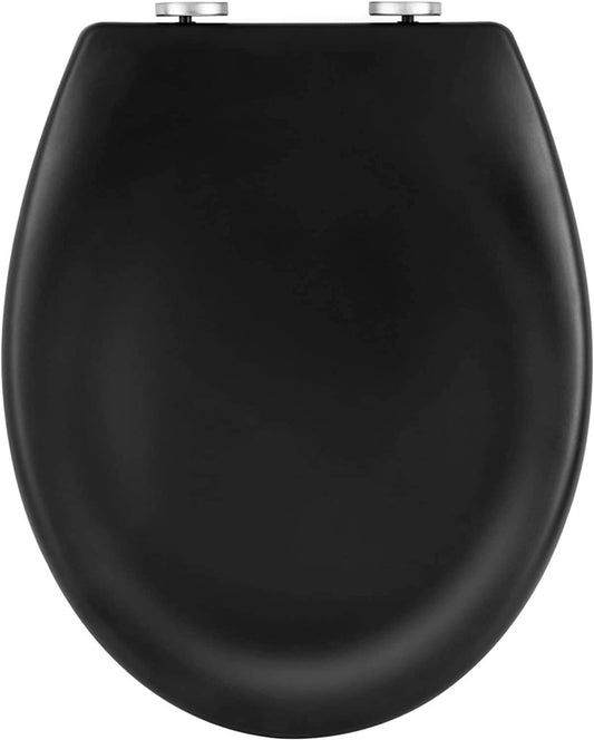 24goodz Premium Toilet Seat - Soft-Close Mechanism for Quiet Use - Durable Duroplast - Universal Fit for Oval Toilets - Matte Black