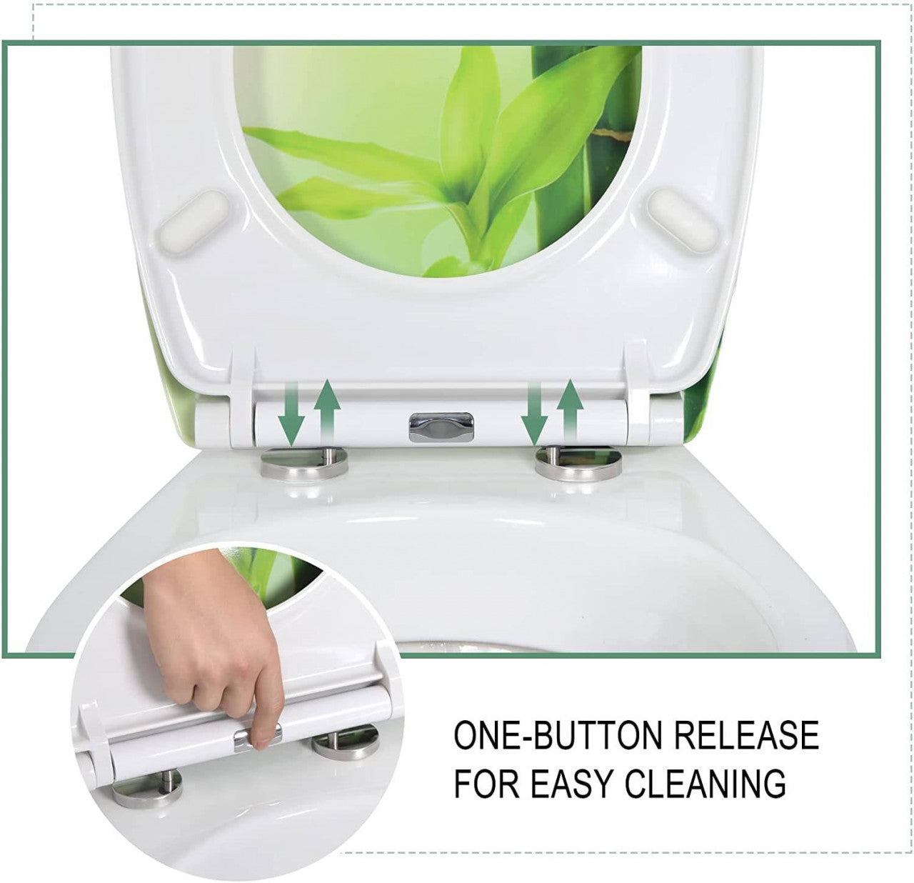 24goodz Soft-Close Toilet Seat - Easy to Clean - Durable Duroplast - For Standard Oval Toilets - Printed White
