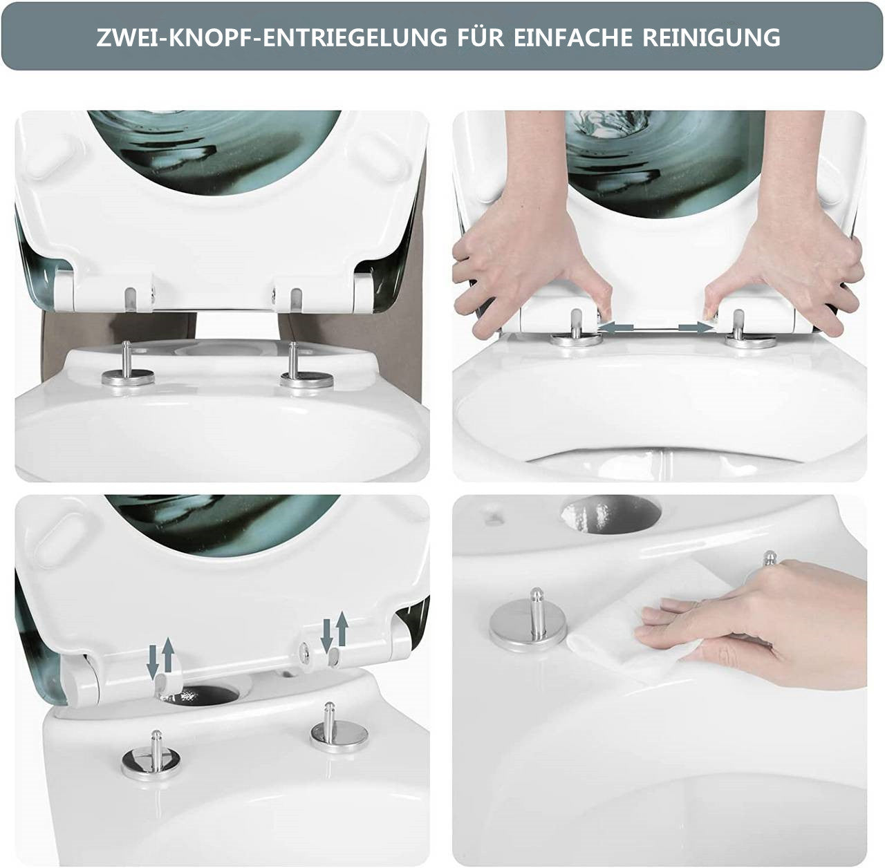 24goodz Soft-Close Toilet Seat - Easy to Clean - Durable Duroplast - For Everyone - Light Green