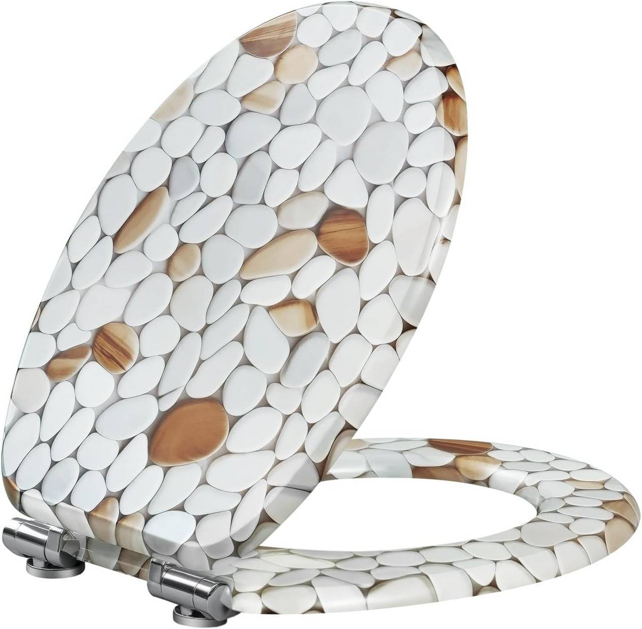 24goodz Soft Close Toilet Seat - Quiet and Gentle Closing - MDF - For Standard O-Shaped Toilets - 37.8 x 43.5 cm