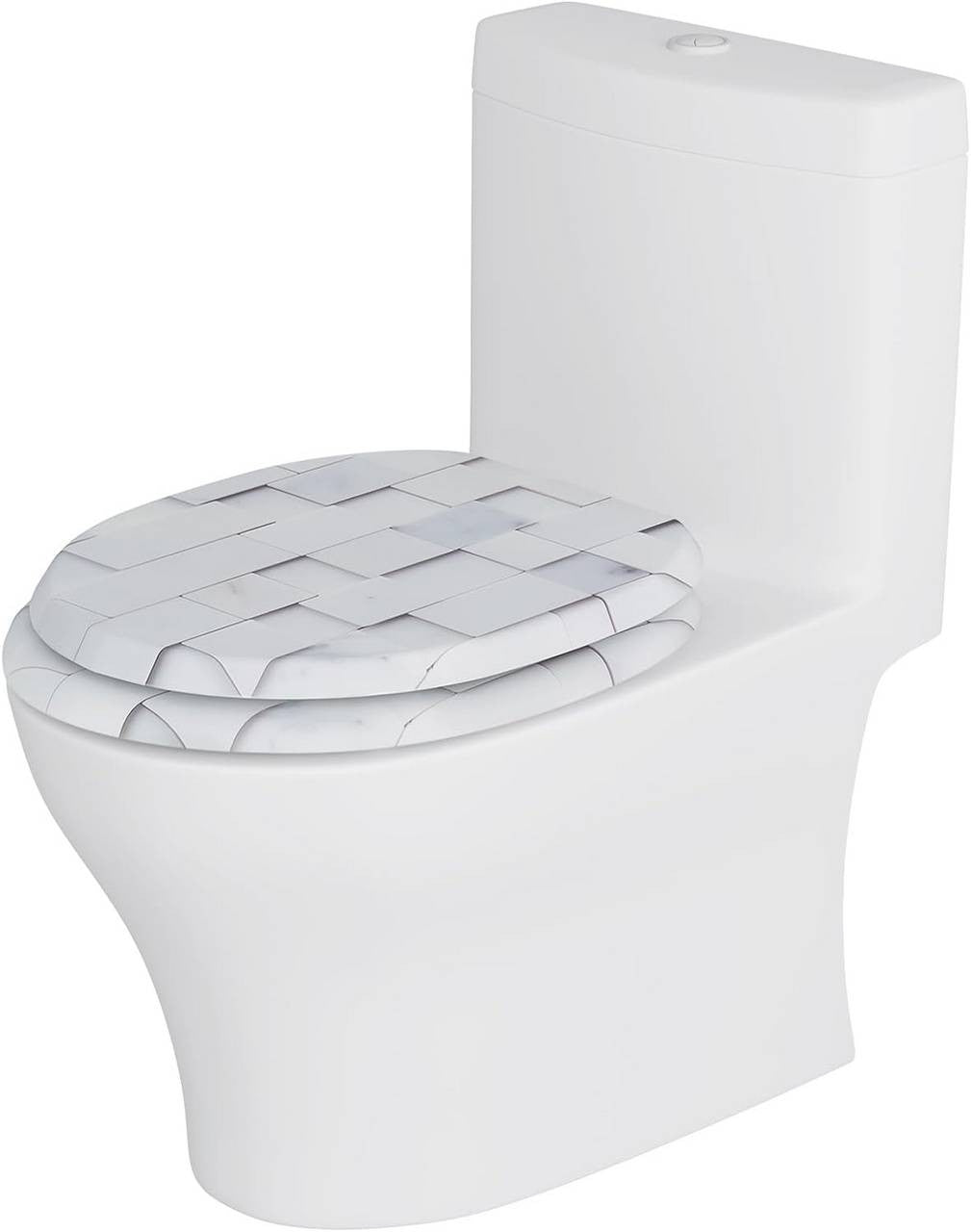 24goodz Soft Close Toilet Seat - Quiet and Gentle Closure - MDF - For Standard O-Shaped Toilets - 37.8 x 43.5 cm